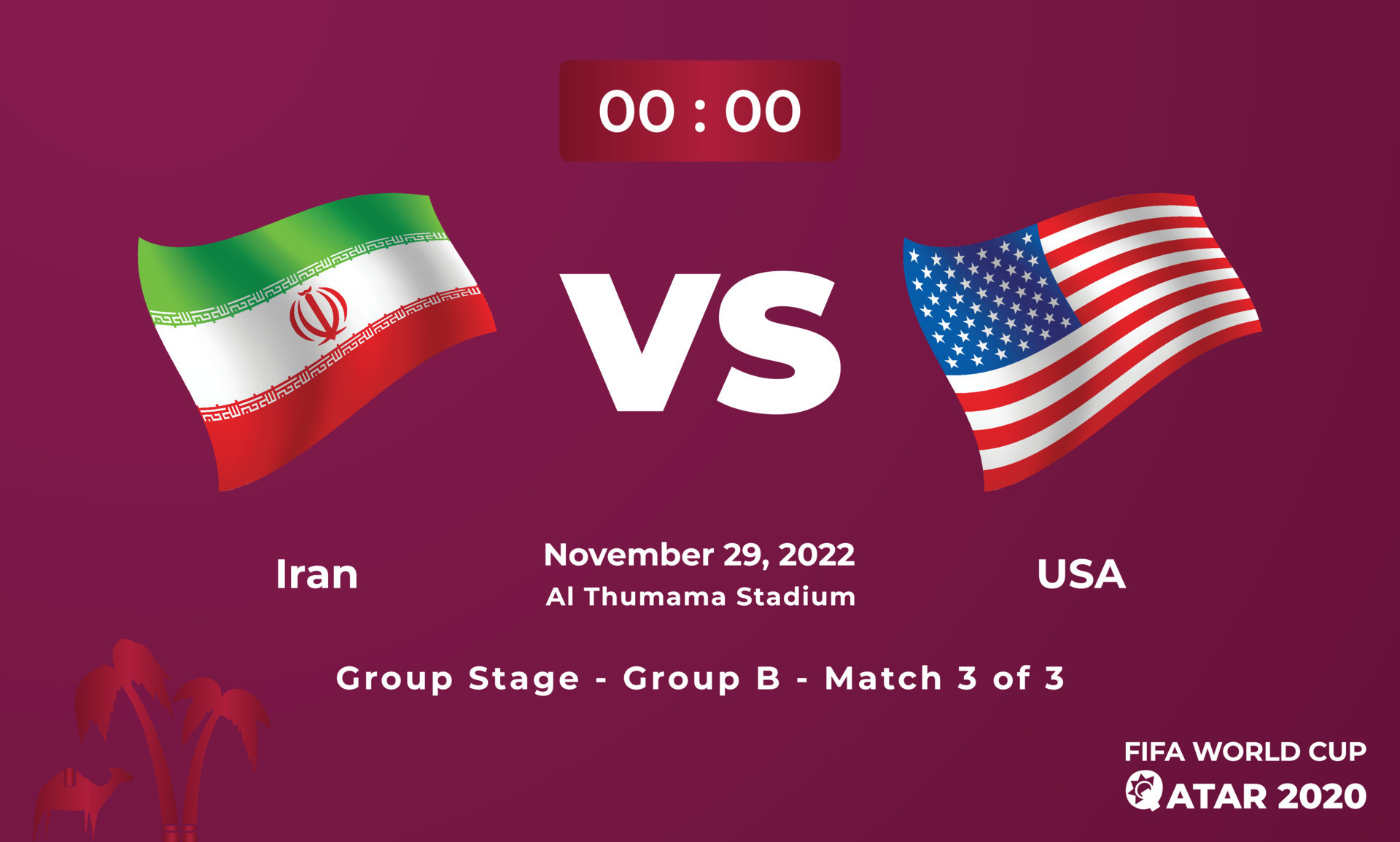 ฟุตบอลโลก 2022 รอบแบ่งกลุ่ม นัดที่ 2 ระหว่าง IRAN VS. UNITED STATES